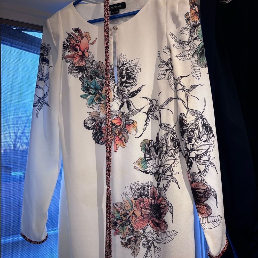 Marciano White Floral Print Long Sleeve Blazer